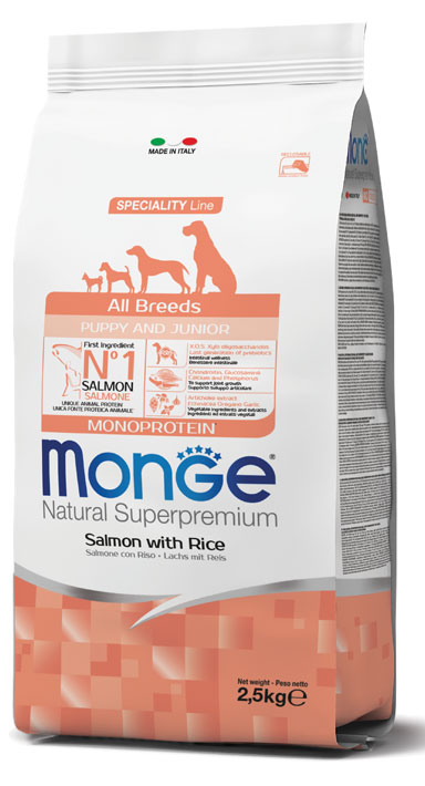 Monge - Natural Superpremium All Breeds Puppy & Junior Salmone e Riso