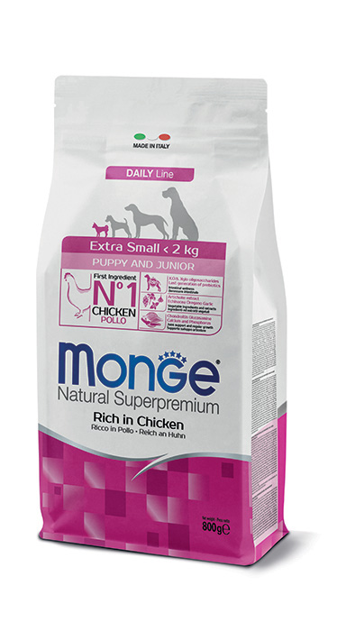 Monge - Natural Superpremium Extra Small Puppy & Junior Ricco di Pollo 800 g