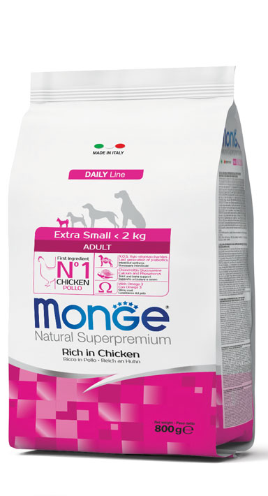 Monge - Natural Superpremium Extra Small Adult Ricco di Pollo 800 g