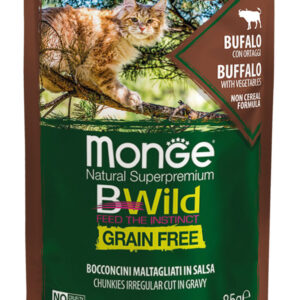 Monge - BWild Grain Free Bocconcini maltagliati in salsa di Bufalo con Ortaggi – Large Breed All Life Stage 85 g