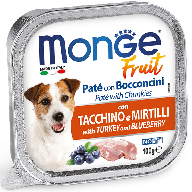 Monge - Fruit Paté e Bocconcini con Tacchino e Mirtilli 100 g