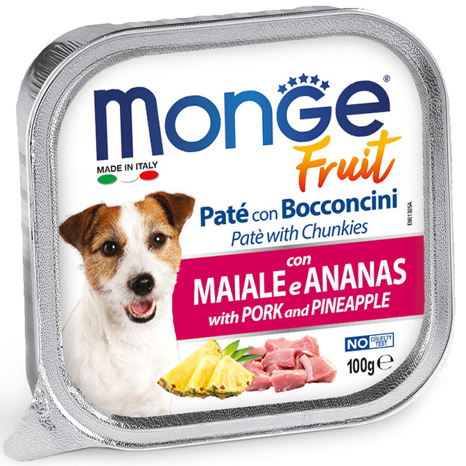 Monge - Fruit Paté e Bocconcini con Maiale e Ananas 100 g