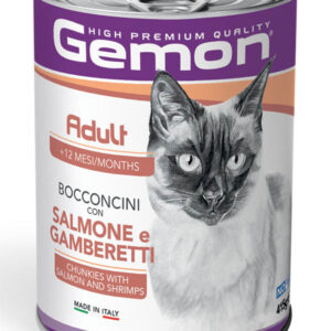 Gemon - Cat Adult Bocconcini con Salmone e Gamberetti 415 g