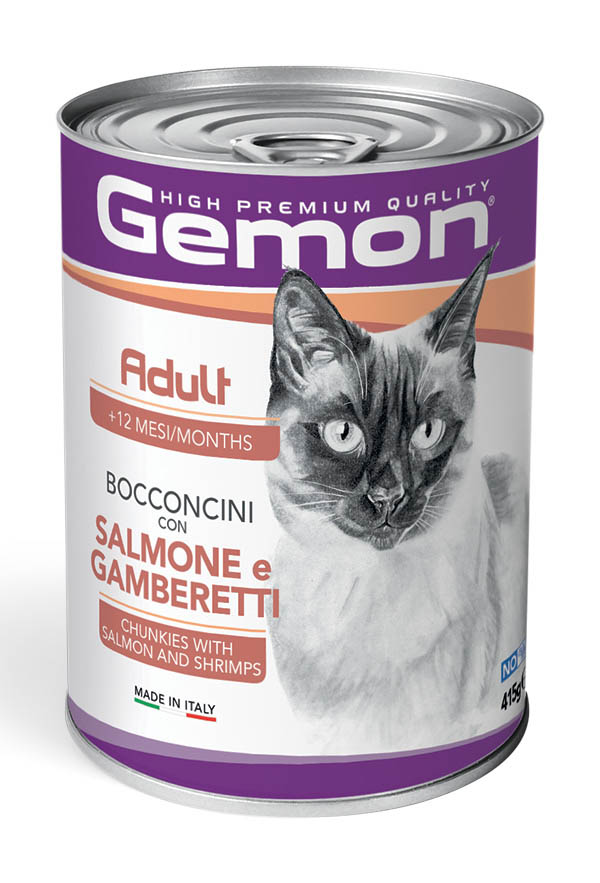 Gemon - Cat Adult Bocconcini con Salmone e Gamberetti 415 g