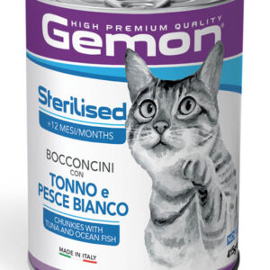 Gemon- Cat Sterilised Bocconcini con Tonno e Pesce Bianco 415 g