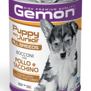 Gemon - Puppy & Junior Bocconi con Pollo e Tacchino 415 g