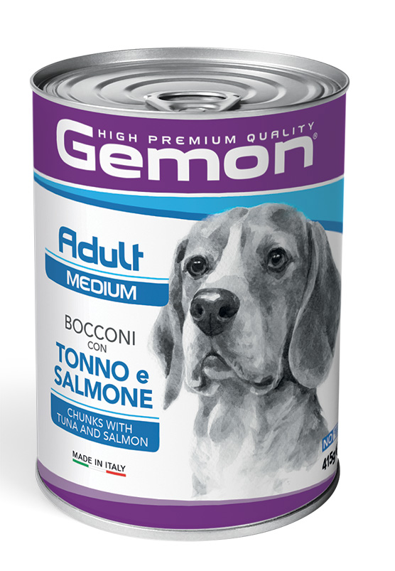 Gemon - Adult Medium Bocconi con Tonno e Salmone 415 g