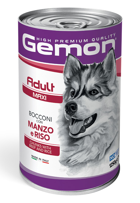Gemon - Adult Maxi Bocconi con Manzo e Riso 1,25 Kg
