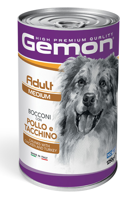 Gemon - Adult Medium Bocconi con Pollo e Tacchino 1,25 Kg