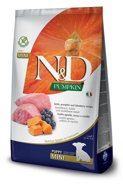 Farmina - Natural & Delicious Pumpkin Grain Free Puppy Mini con Agnello, Zucca e Mirtillo