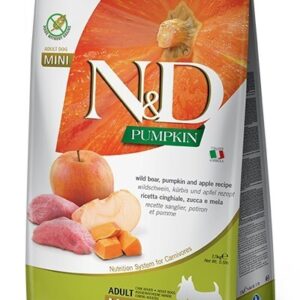 Farmina - Natural & Delicious Pumpkin Grain Free Adult Mini con Cinghiale, Zucca e Mela 2,5 Kg