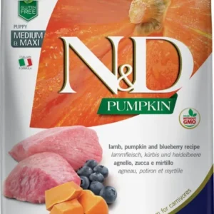 Farmina - Natural & Delicious Pumpkin Grain Free Puppy Medium & Maxi con Agnello, Zucca e Mirtillo