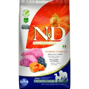 Farmina - Natural & Delicious Pumpkin Grain Free Adult Medium & Maxi con Agnello, Zucca e Mirtillo
