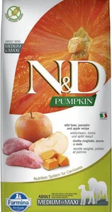 Farmina - Natural & Delicious Pumpkin Grain Free Adult Medium & Maxi con Cinghiale, Zucca e Mela 12 Kg