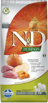 Farmina - Natural & Delicious Pumpkin Grain Free Adult Medium & Maxi con Cinghiale, Zucca e Mela 12 Kg