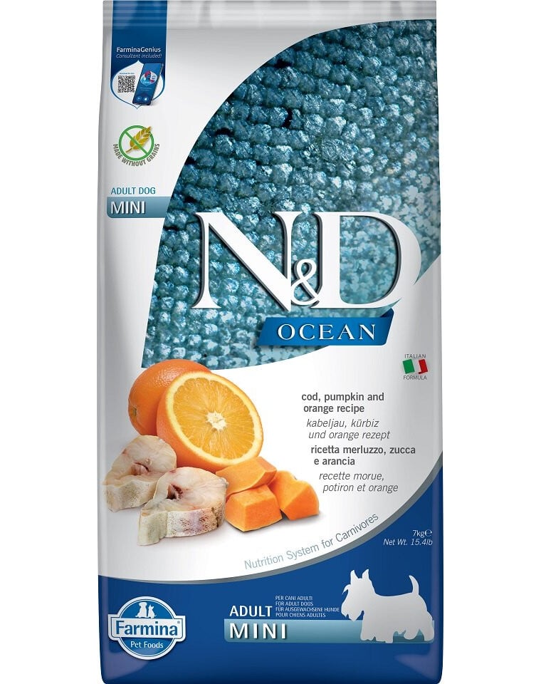 Farmina - Natural & Delicious Ocean Adult Mini con Merluzzo, Zucca e Arancia