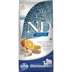 Farmina N&D Ocean Low Grain Adult Medium Maxi Merluzzo Farro Avena e Arancia