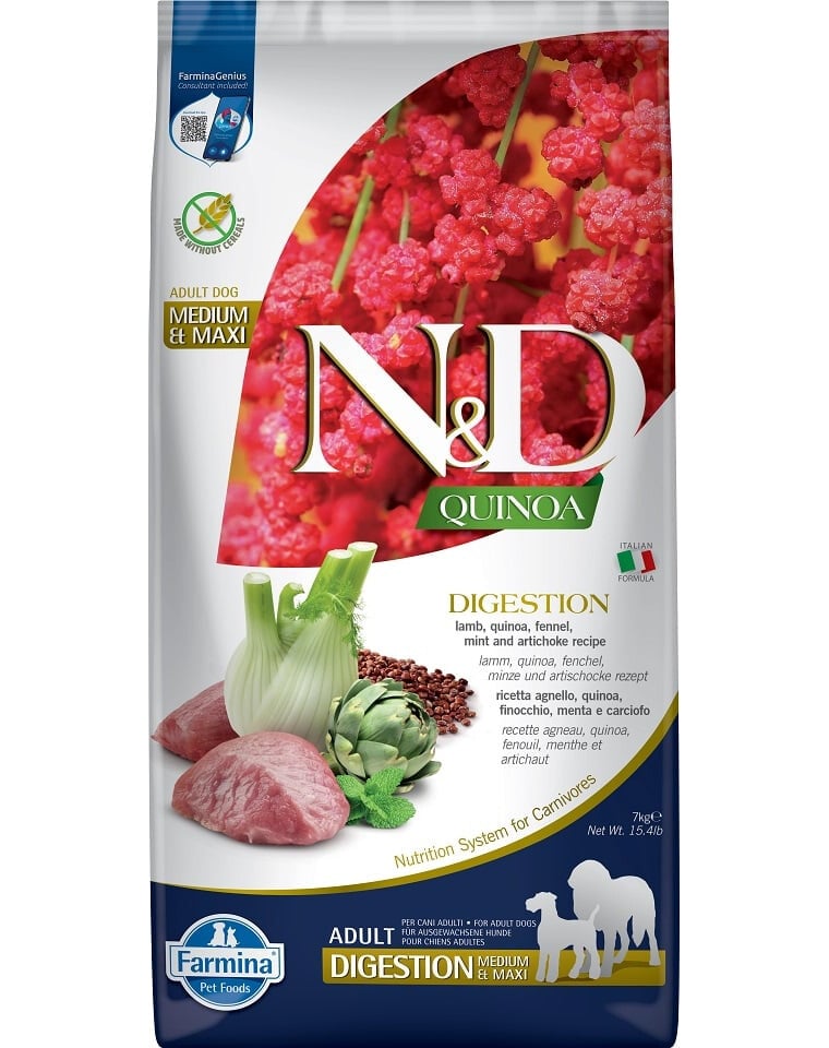 Farmina - Natural & Delicious Medium & Maxi Quinoa Digestion Agnello Grain Free