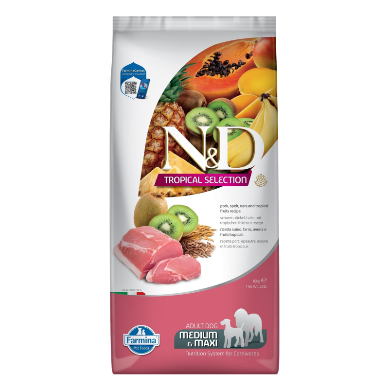 Farmina - Natural & Delicious Pork e Tropical Fruits Adult Medium Maxi