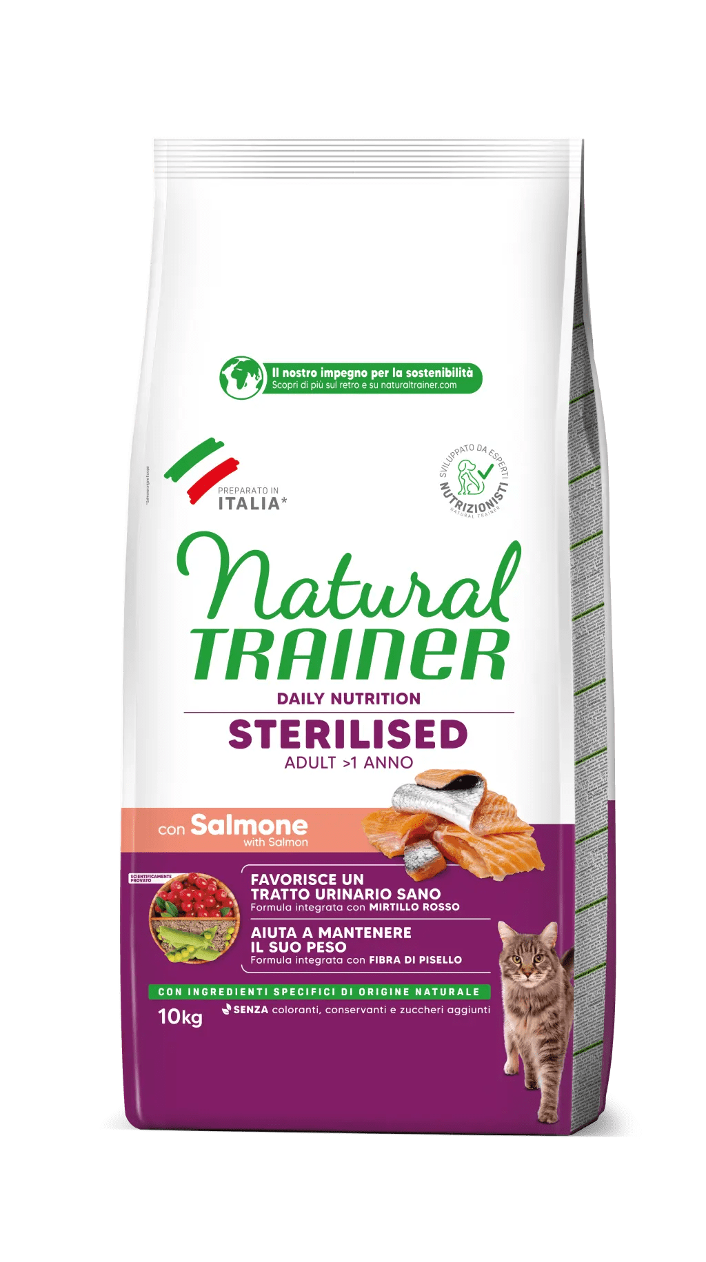 Trainer - Natural Adult Sterilised con Salmone e Fibra di Pisello