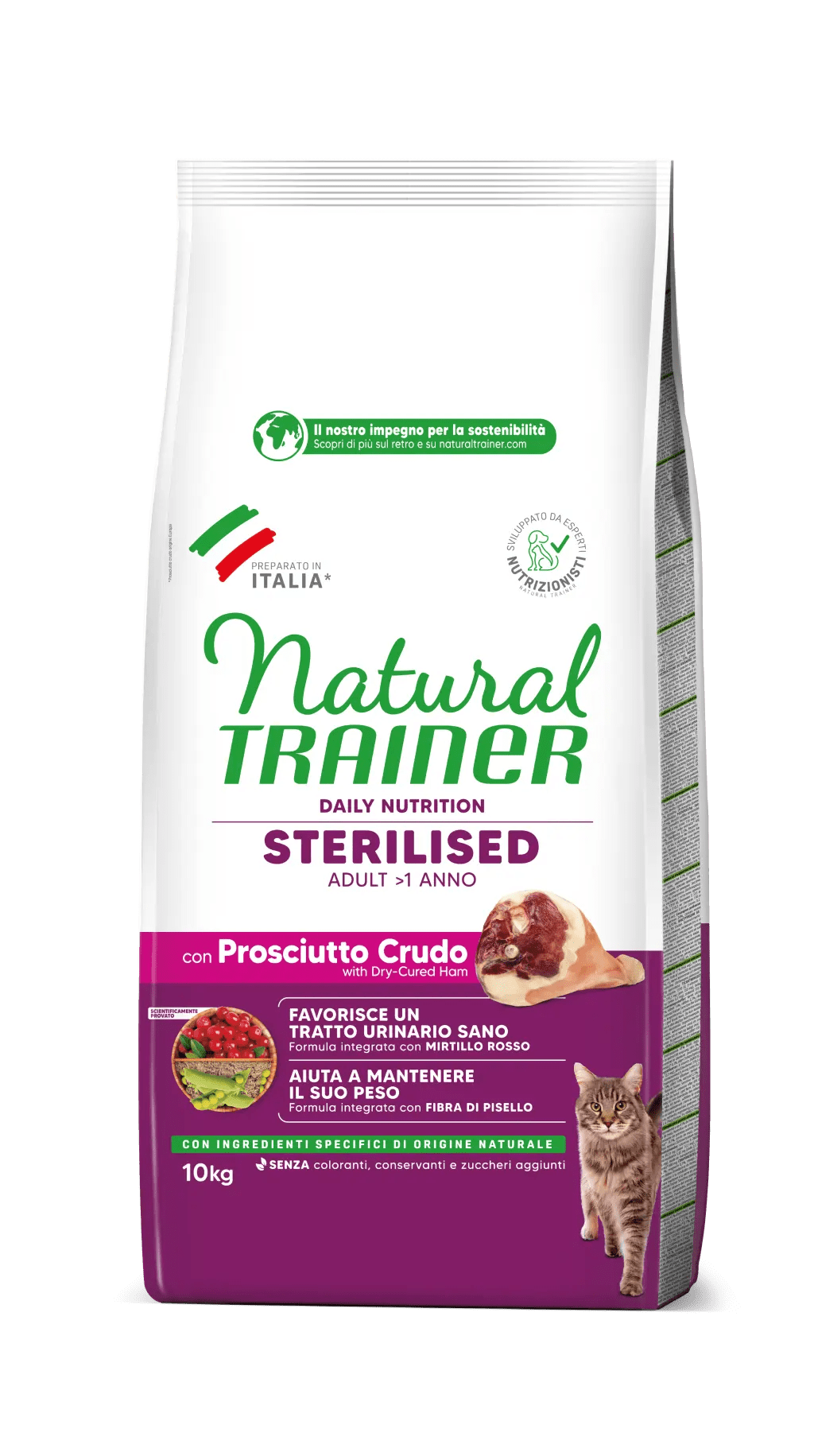 Trainer - Natural Adult Sterilised con Prosciutto Crudo e Fibra di Pisello