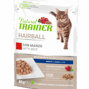 Trainer - Natural Hairball Adult con Manzo Bocconcini in Salsa 85 g