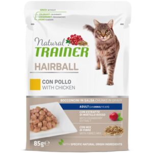 Trainer - Natural Hairball Adult con Pollo Bocconcini in Salsa 85 g