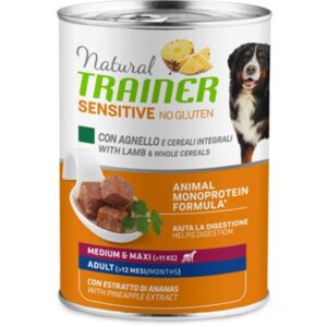 Trainer - Natural Sensitive No Gluten Medium & Maxi Adult con Agnello e Cereali 400 g