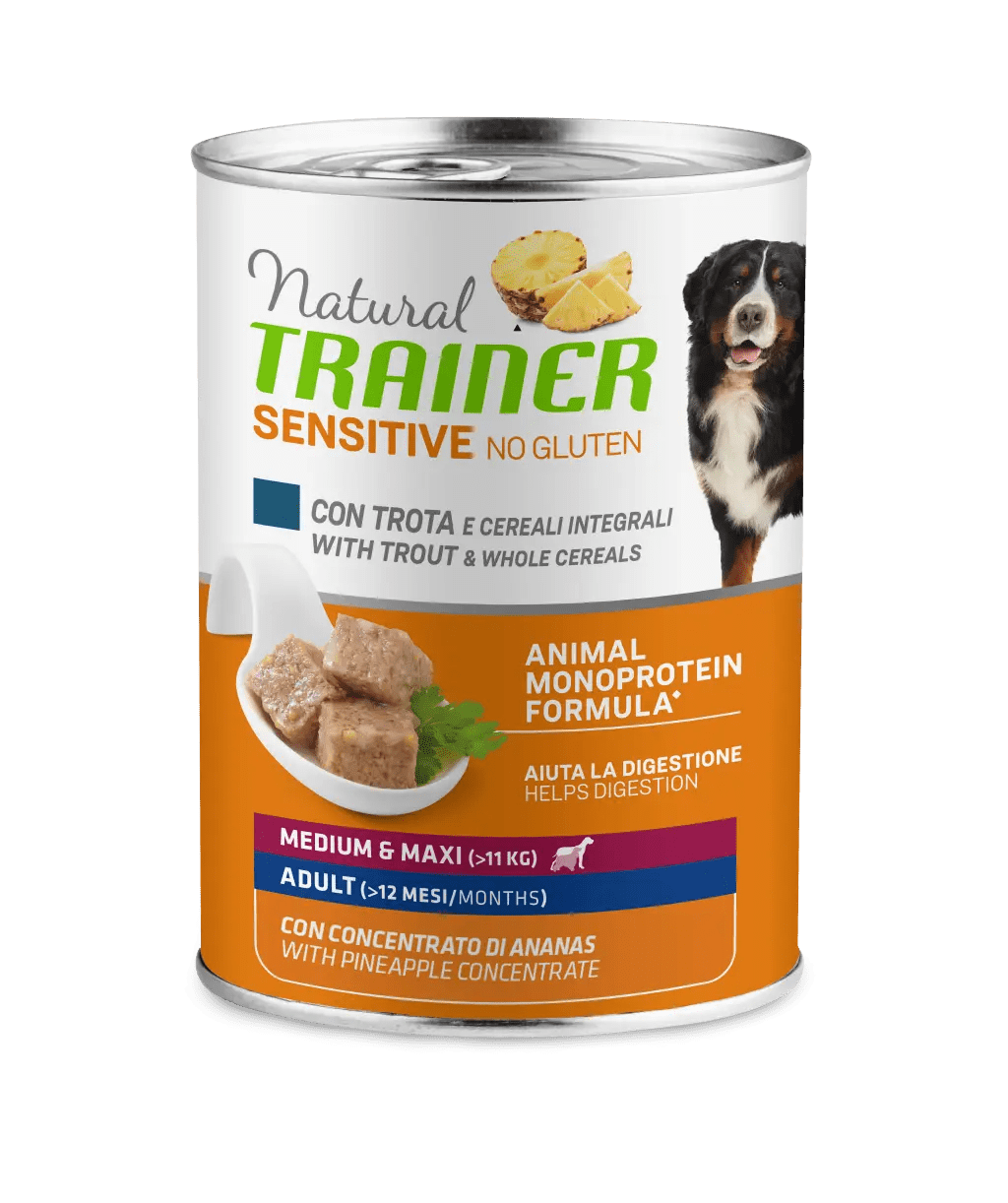 Trainer - Natural Sensitive No Gluten Medium & Maxi Adult con Trota e Cereali 400 g