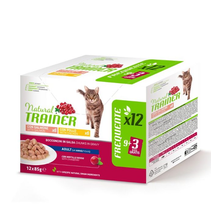 Trainer - Natural Adult Multipack Pollo e Salmone Bocconcini in Salsa 12 x 85 g