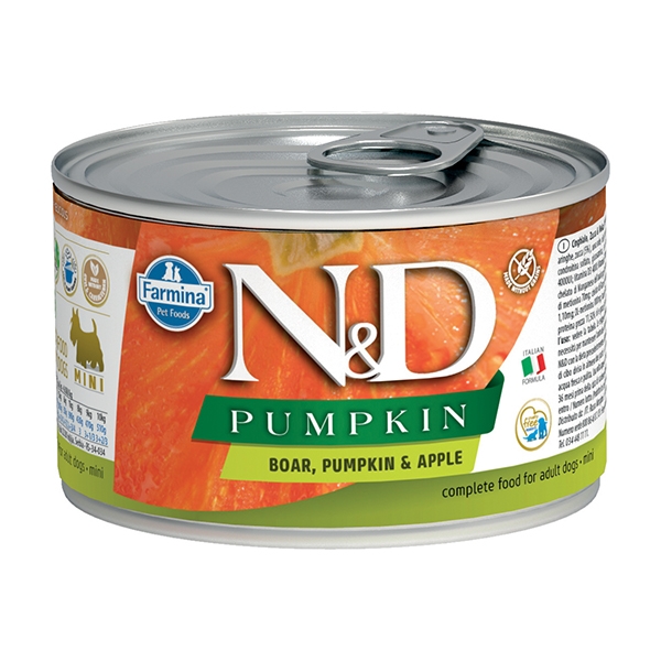 Farmina - Natural & Delicious Pumpkin Mini con Cinghiale, Zucca e Mela 140 g
