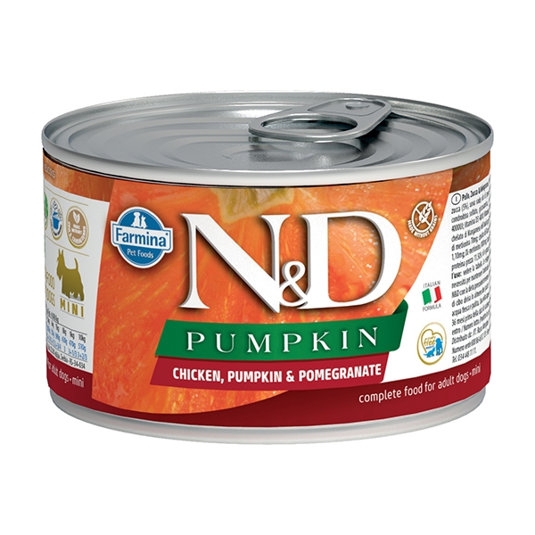 Farmina - Natural & Delicious Pumpkin Mini con Pollo, Zucca e Melograno 140 g