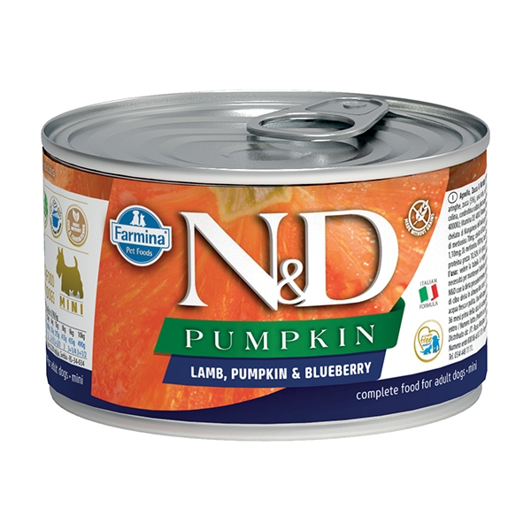 Farmina - Natural & Delicious Pumpkin Mini con Agnello, Zucca e Mirtillo 140 g