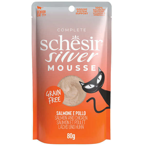 Schesir - Silver Senior Cat Salmone e Pollo Mousse 80 g