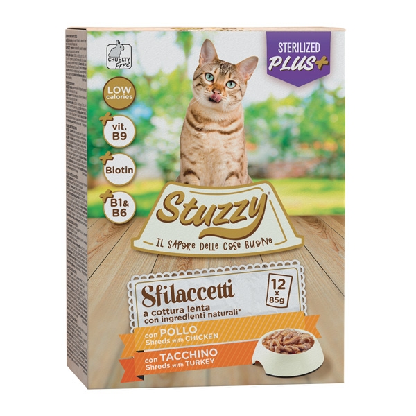 Stuzzy Cat - Multipack Sfilaccetti Sterilized con Pollo e Tacchino 12x85g