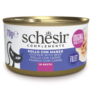 Schesir Gatto - Complements Filetti In Brodo Pollo Con Manzo 70 g