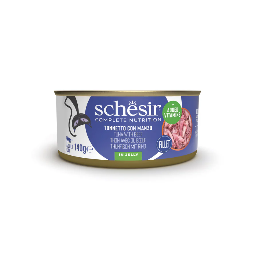 Schesir Gatto - Tonnetto con Filetti di Manzo in Gelatina 140 g