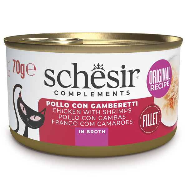 Schesir Gatto - Complements Filetti In Brodo Pollo Con Gamberetti 70 g