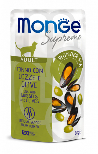 Monge - Supreme Adult Pezzetti di Tonno con Cozze e Olive 80 g
