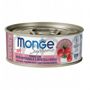 Monge - Supreme Sterilised Adult Cat Tonno Riso Integrale e Mirtilli Rossi 80 g