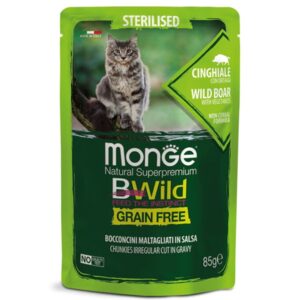 Monge - BWild Grain Free Bocconcini maltagliati in salsa Cinghiale con Ortaggi – Sterilised 85 g
