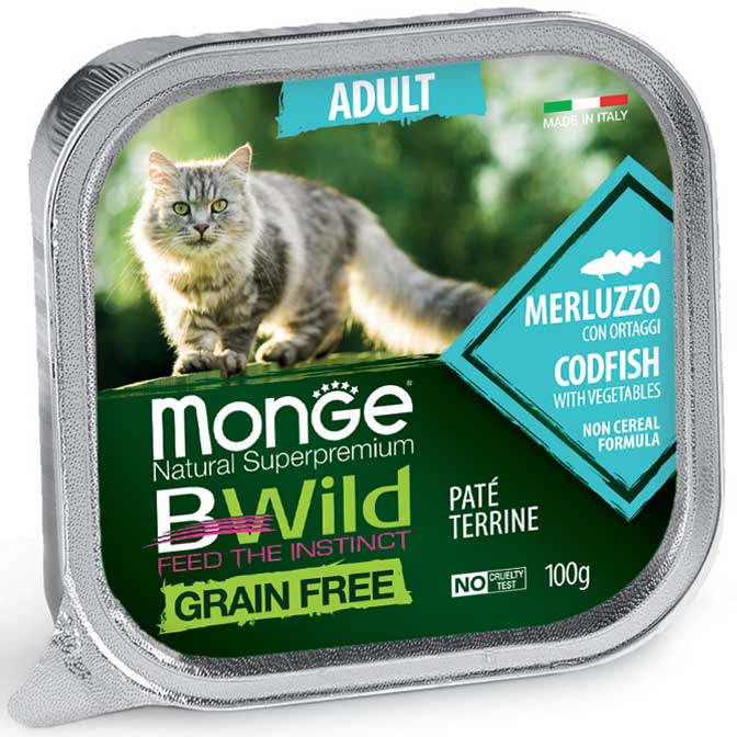 Monge - BWild Adult Paté Terrine Merluzzo con Ortaggi 100 g