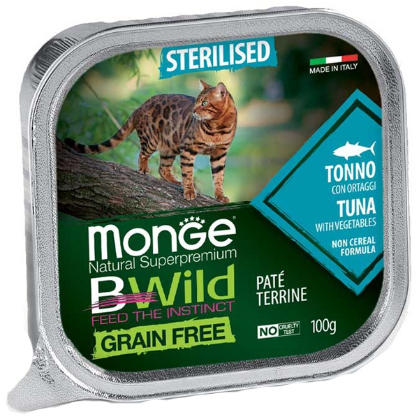 Monge - BWild Adult Paté Terrine Tonno con Ortaggi – Sterilised 100 g