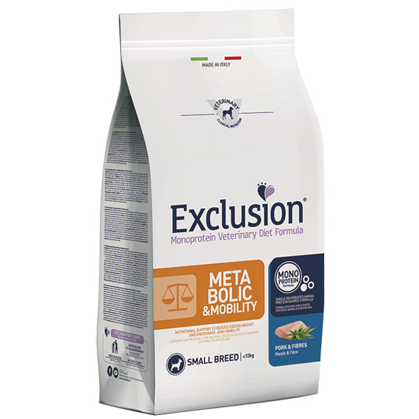Exclusion - Diet Metabolic & Mobility Small Breed con Maiale e Fibre 2 Kg