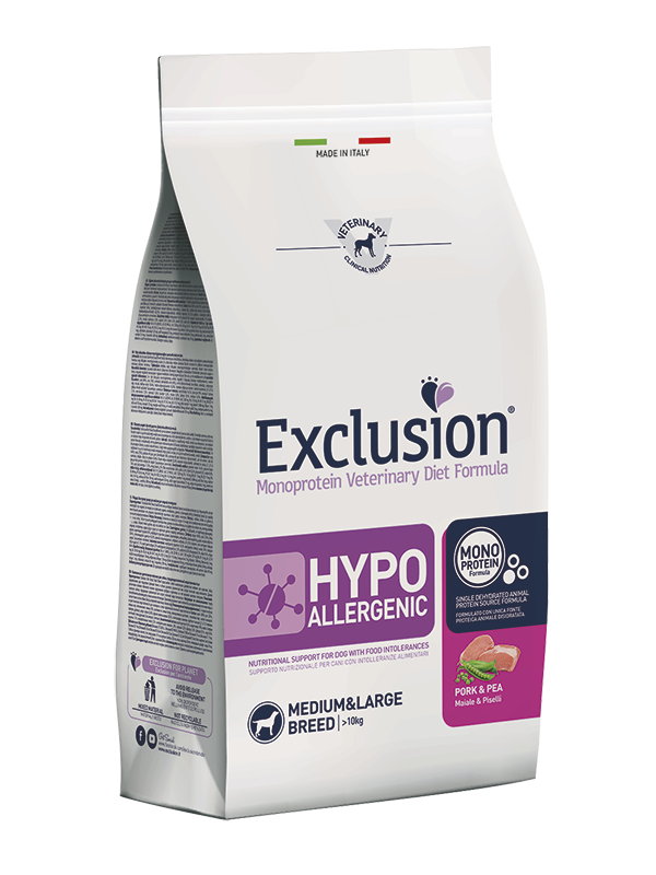 Exclusion - Diet Hypoallergenic Medium/Large Breed Maiale e Piselli