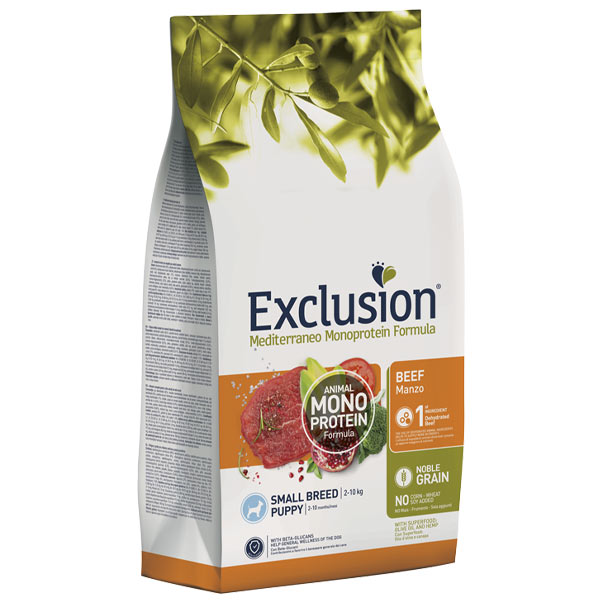 Exclusion - Mediterraneo Monoprotein Puppy Small Breed con Manzo 2 Kg