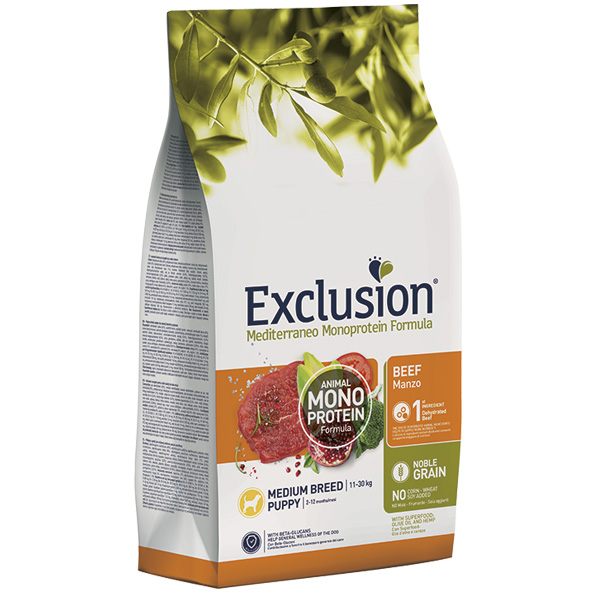 Exclusion - Mediterraneo Monoprotein Puppy Medium Breed con Manzo 12 Kg