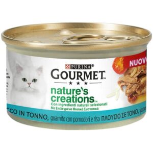 Gourmet Nature's Creations, Ricco in Tonno, Guarnito con Pomodori e Riso 85 g