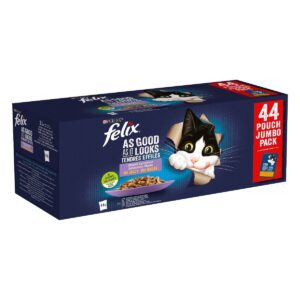 Felix Le Ghiottonerie Multipack Gatto Pollo Manzo Salmone e Tonno 44 x 85 g
