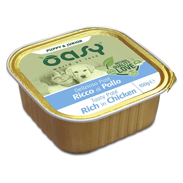 Oasy - Delizioso Patè Ricco di Pollo Puppy & Junior 150 g